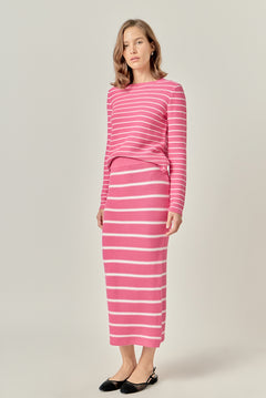 Stripe Knit Midi Skirt