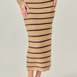 Stripe Knit Midi Skirt