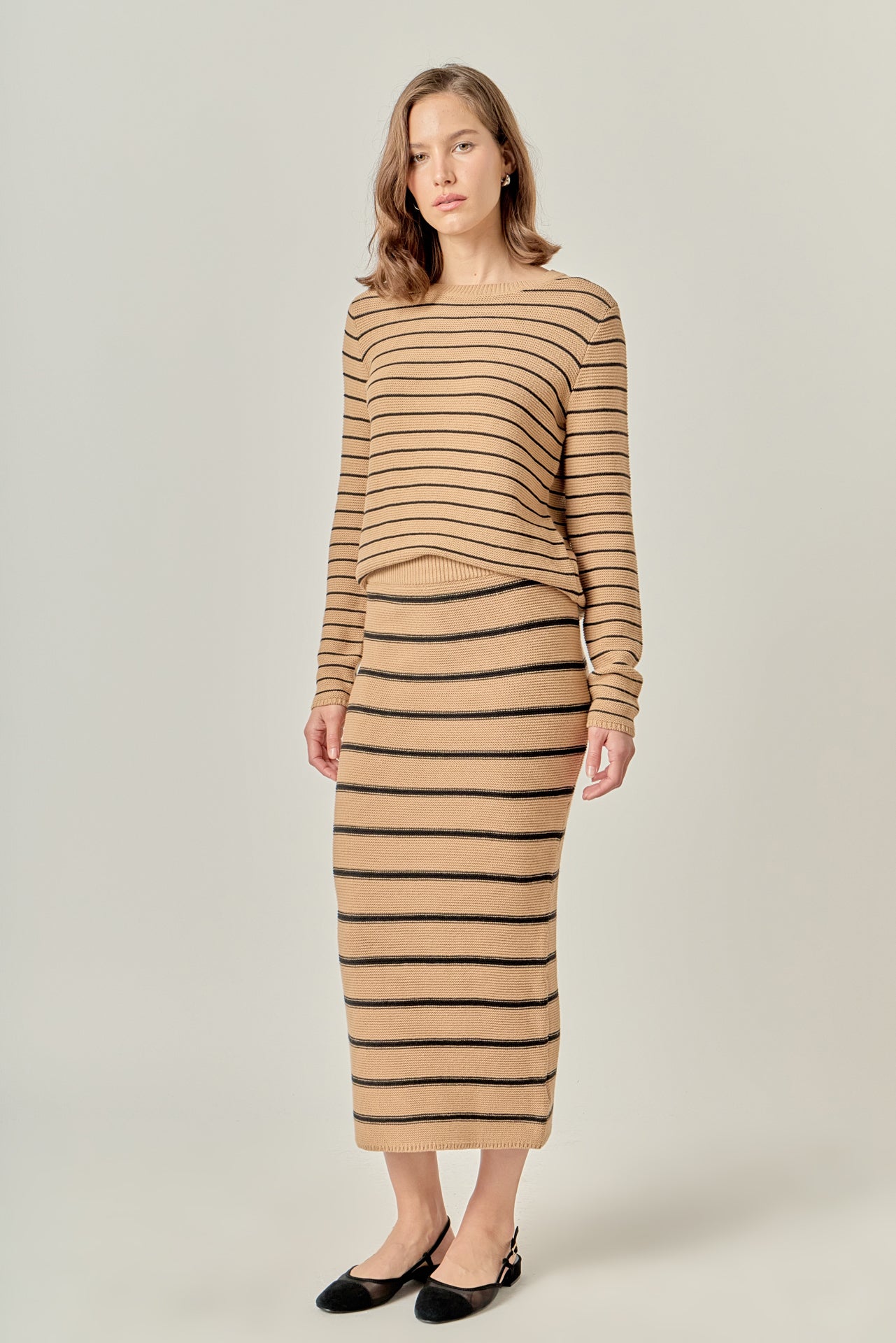 Stripe Knit Midi Skirt