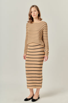 Stripe Knit Midi Skirt