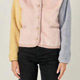 Colorblock Faux Fur Jacket