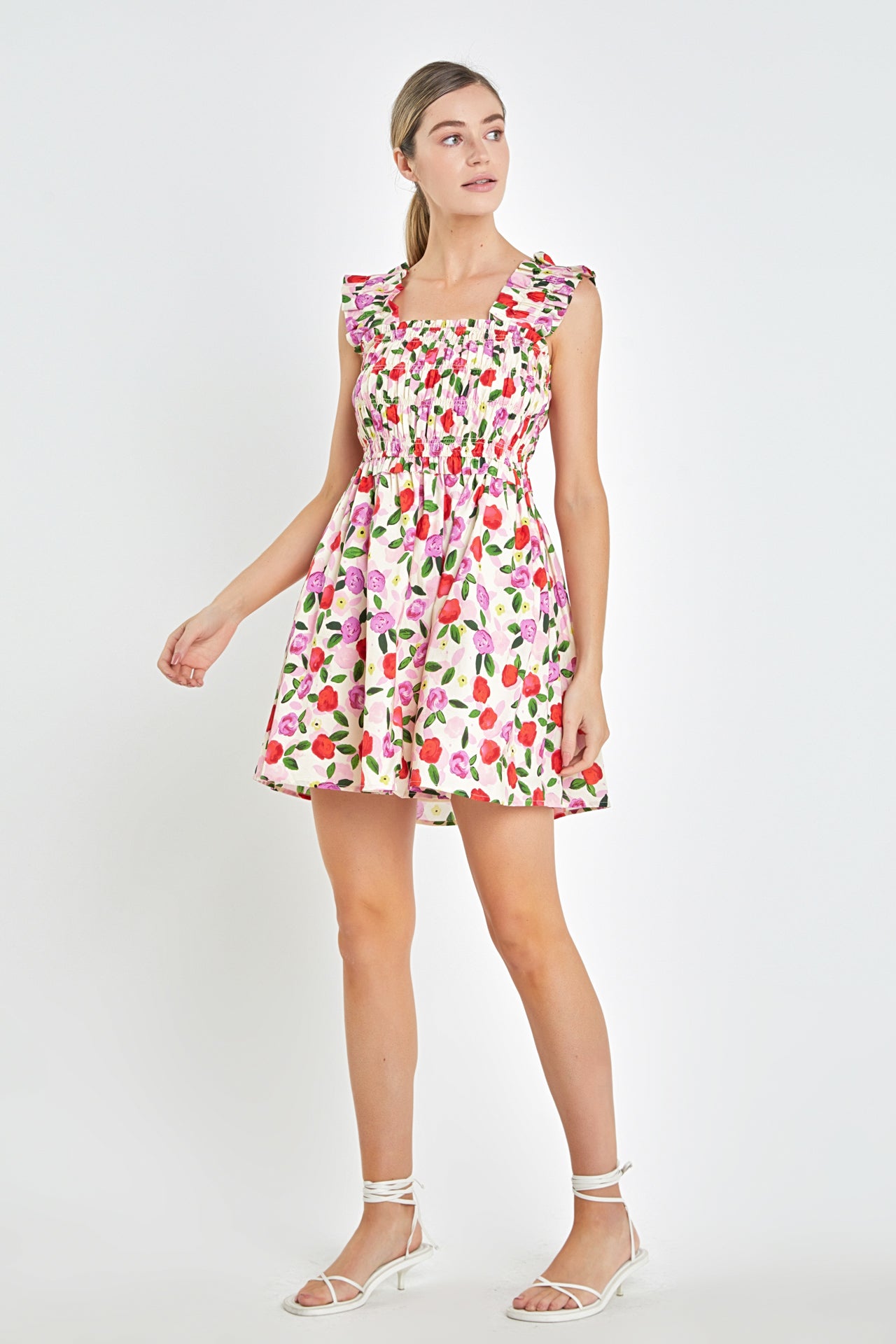 Flower Ruffled Mini Dress – English Factory