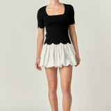 Scalloped Hem Square Neck Sweater