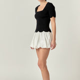 Scalloped Hem Square Neck Sweater