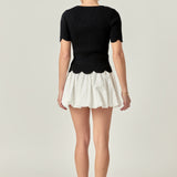 Scalloped Hem Square Neck Sweater