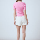 Scalloped Hem Square Neck Sweater