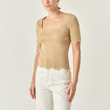 Scalloped Hem Square Neck Sweater