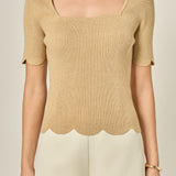 Scalloped Hem Square Neck Sweater