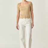 Scalloped Hem Square Neck Sweater