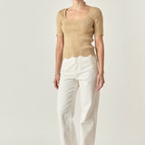 Scalloped Hem Square Neck Sweater