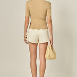 Scalloped Hem Square Neck Sweater