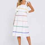 Color Block Trim Midi Dress