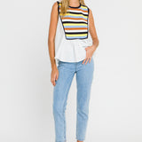 Color Block Sweater Poplin Mixed Top- Sold Out