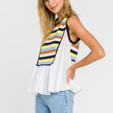 Color Block Sweater Poplin Mixed Top- Sold Out