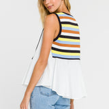 Color Block Sweater Poplin Mixed Top- Sold Out