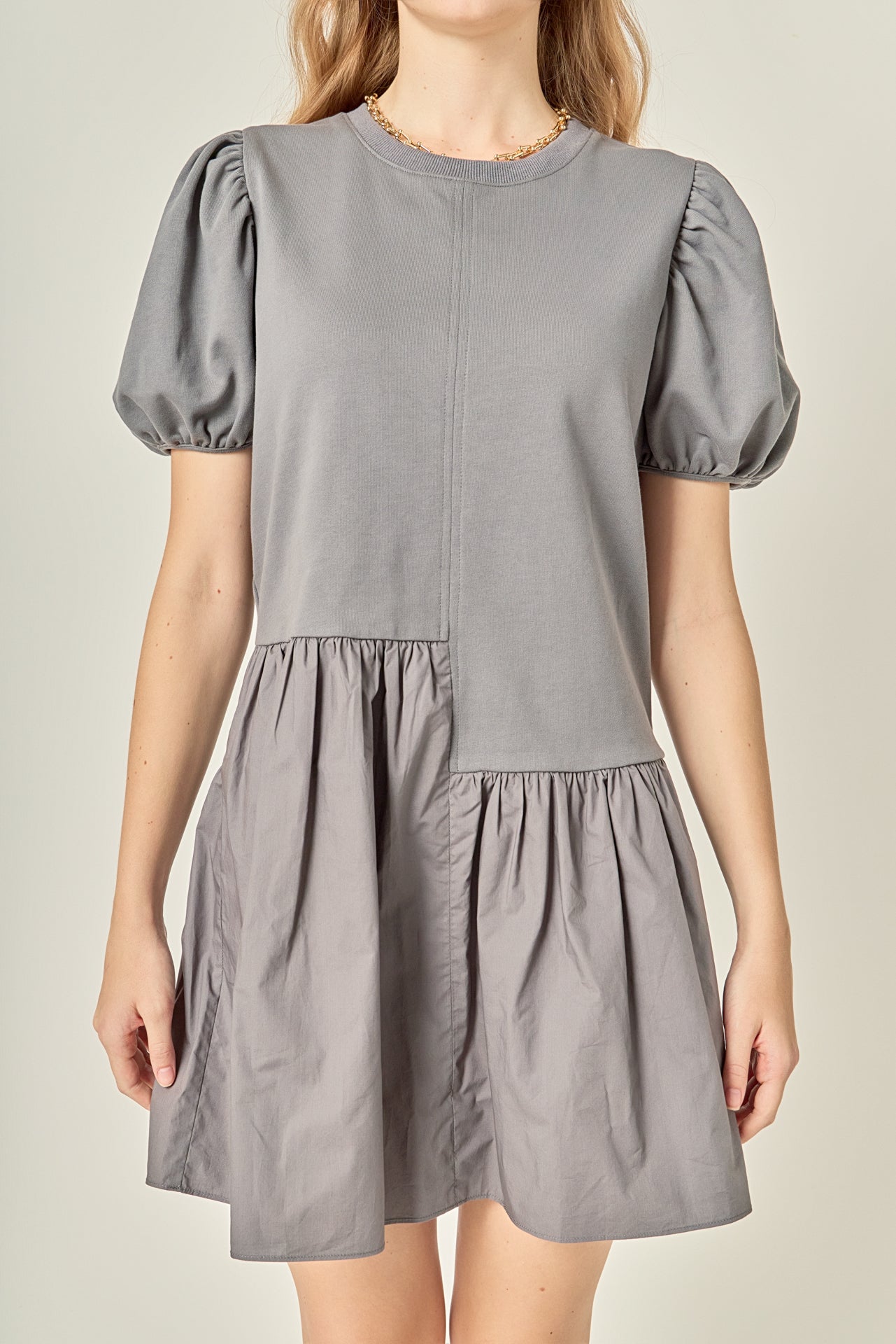 Knit Woven Mixed Dress – English Factory