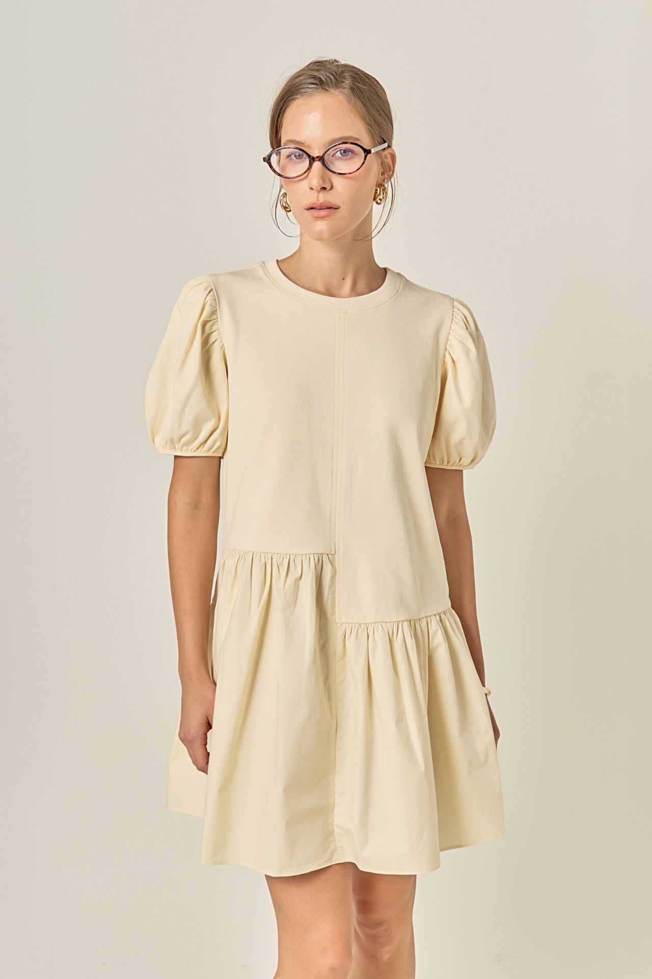 Knit Woven Mixed Dress – English Factory