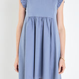 Mixed Media Ruffle Sleeve Mini Dress