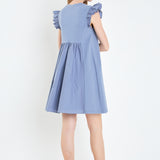 Mixed Media Ruffle Sleeve Mini Dress