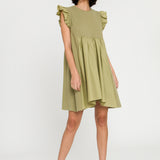 Mixed Media Ruffle Sleeve Mini Dress - Sale