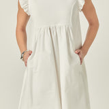 Mixed Media Ruffle Sleeve Mini Dress