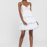 Color Block Wave Trim 3 Tiered Dress