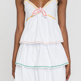 Color Block Wave Trim 3 Tiered Dress