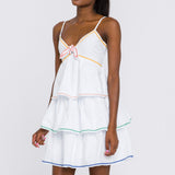Color Block Wave Trim 3 Tiered Dress