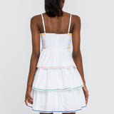 Color Block Wave Trim 3 Tiered Dress