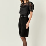 Puff Sleeve Plaid Sheer Top