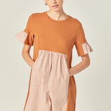 Knit Stripe Woven Mixed Dress