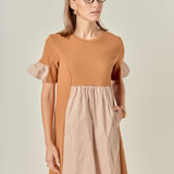 Knit Stripe Woven Mixed Dress