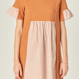 Knit Stripe Woven Mixed Dress