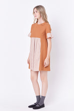 Load image into Gallery viewer, Knit Stripe Woven Mixed Dress
