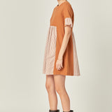 Knit Stripe Woven Mixed Dress