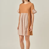 Knit Stripe Woven Mixed Dress