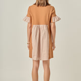 Knit Stripe Woven Mixed Dress