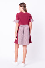 Load image into Gallery viewer, Knit Stripe Woven Mixed Dress
