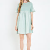 Knit Stripe Woven Mixed Dress