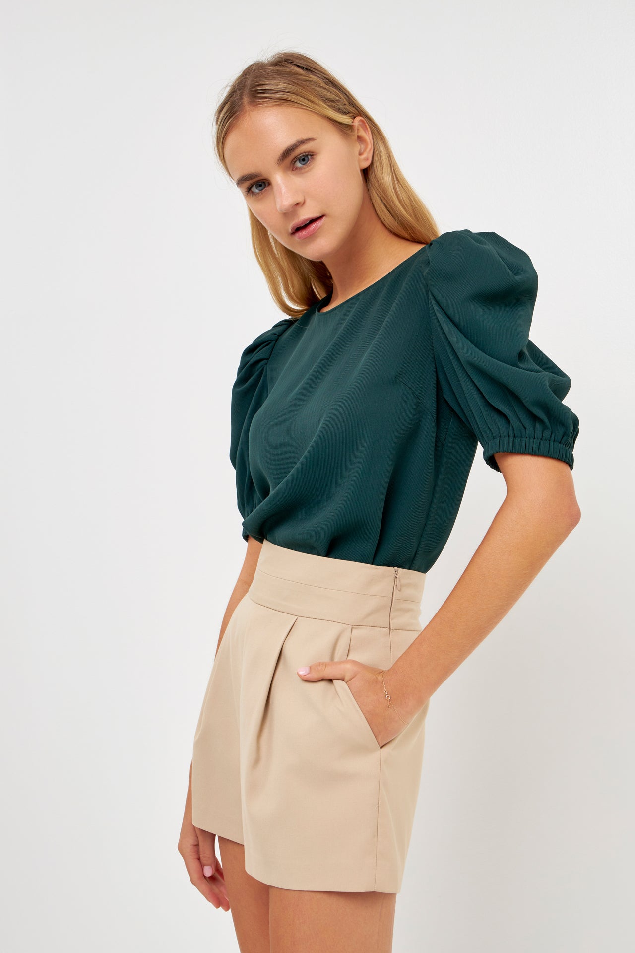 Pleated Puff Sleeve Top – English Factory
