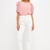 Ruched Puff Sleeve Top
