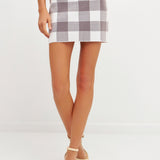 Multi Gingham Knit Mini Skirt