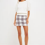 Multi Gingham Knit Mini Skirt