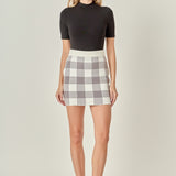 Multi Gingham Knit Mini Skirt