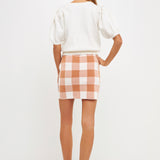 Multi Gingham Knit Mini Skirt