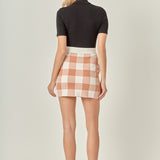 Multi Gingham Knit Mini Skirt