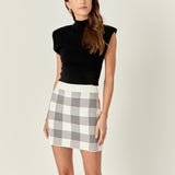 Multi Gingham Knit Mini Skirt