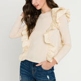 Poplin Ruffle Detail T-shirt