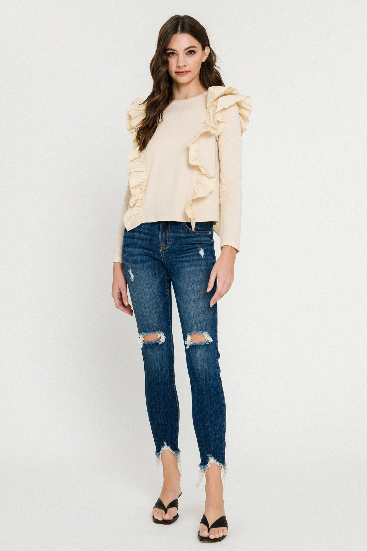 Poplin Ruffle Detail T-shirt