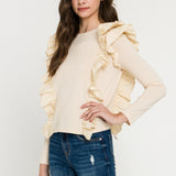 Poplin Ruffle Detail T-shirt